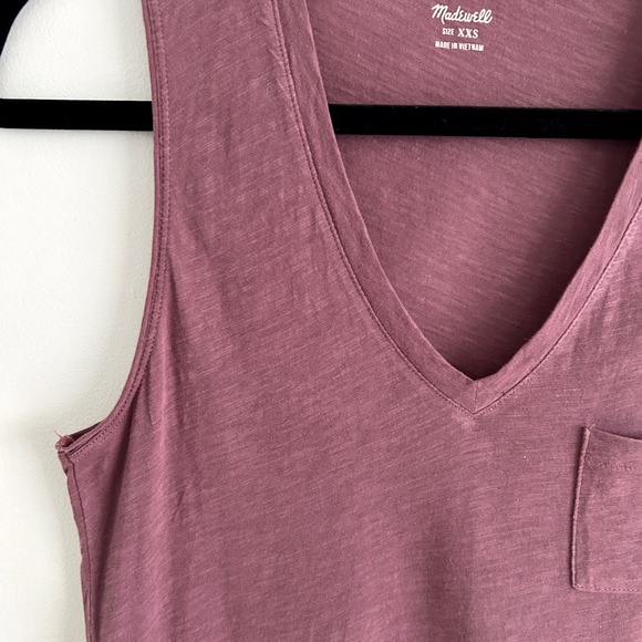 Madewell V-Neck Tank Top with Pocket Plum Purple Sleeveless Size XXS - Picture 3 of 10